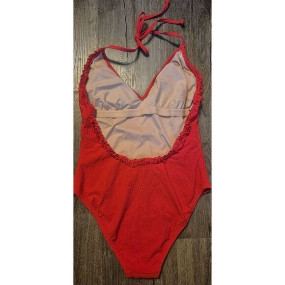 J.Crew Ruffled Trim Open Back One-piece Swimsuit Bathingsuit Women's Size 8 - Picture 3 of 5